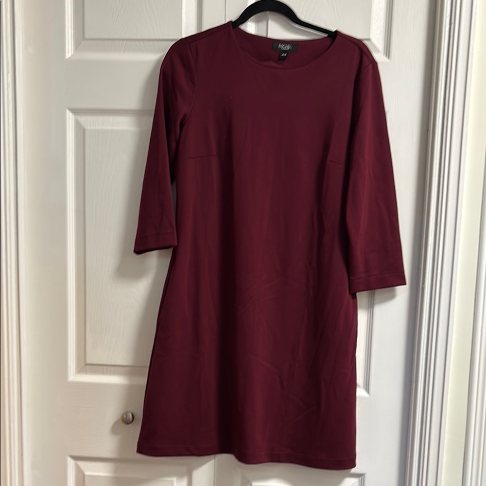 RACHEL Rachel Roy Red Sheath Dress 3/4 Sleeve Crew Neck